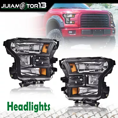 Fit For 2015-2017 Ford F150 Black Housing Corner Headlights Clear HeadLamps Pair • $98.40