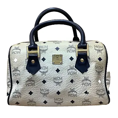 MCM Handbag Logo Boston Bag Visetos Vintage 2402R* • $104