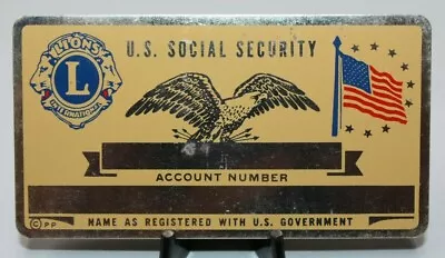Metal Lions International Social Security ID Card Custom Engraved [080CHR] • $7