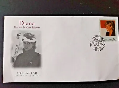 Princess Diana Gibraltar 1998 Forever In Our Hearts Diana Skiing Cachet Fdc Una • $1.25