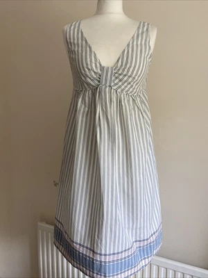 £4.99 • Buy Kew Sundress 8 Blue/white Stripe/cotton Summer/holidays