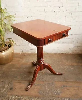Antique Victorian Mahogany Single Drawer Tripod Base Centre Side Lamp Hall Table • £79.99
