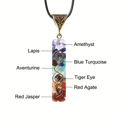 7 Chakra Healing Stone Crystal Necklace Adjustable Rope Spiritual Yoga Gift New • $12.98