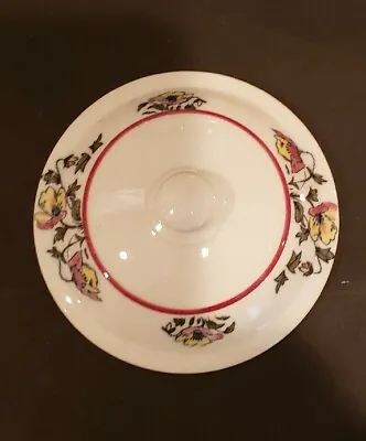 Vintage Jackson Vitrified China Red Floral Poppy Restaurant Ware Lid Soup NOS • $3