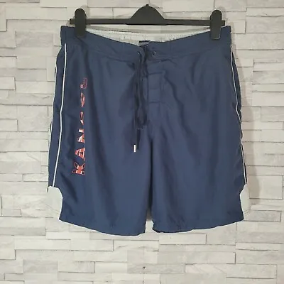 Mens KANGOL Shorts Blue Zip Back Pocket Waist 36 Small Drawstring  • £11.25