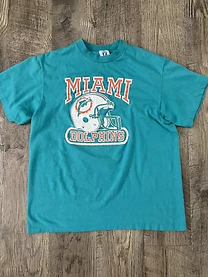 Logo 7 Vintage Miami Dolphins Single Stitch Tee T-Shirt Size L • $14.99