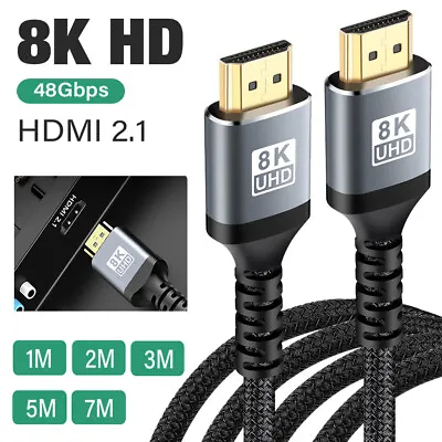 $11.69 • Buy 8K HD High Speed 4K@120Hz 48Gbps HDMI 2.1 Braided Cable HDR EARC For PS5 Xbox TV