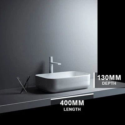 400mm Gloss White Curved Rectangular Countertop Basin • £34.49