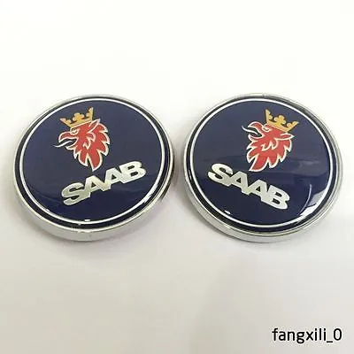 2pcs Saab Front Hood Emblem Badge Decal Symbol 68mm Rear Trunk Logo 9-3 93 95 • $15.99