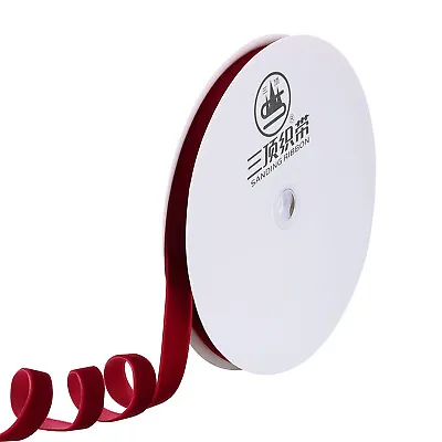 9/16  25 Yard Velvet Ribbon Polyester Single Face Spool Gift Wrap Burgundy • $16.42