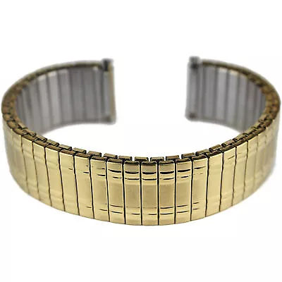 Mens Gold Plated Expanding Stretchy Watch Strap Expandable Bracelet 18 20 22mm • £11.88