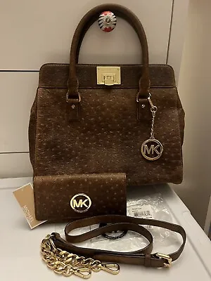 NWT Michael Kors Handbag Leather Astrid Large Satchel Shoulder Bag & Wallet • $305