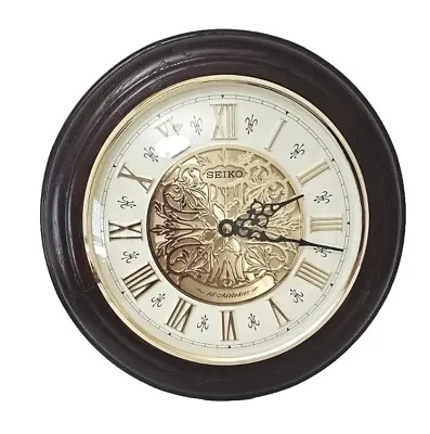 Seiko Oak Wooden Musical Clock With Ornamental Dial And Roman Numerals QXM295BLH • $89
