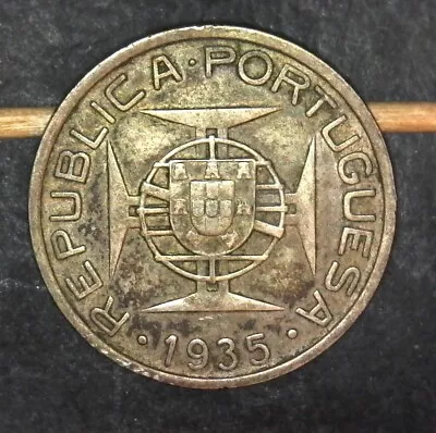 XF+/- 1935 Silver Mozambique 5 Escudos Very Nice Clean Coin!!!  001167 • $18.99