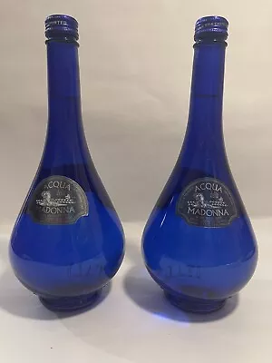 Vintage 1997 Acqua Della Madonna Teardrop Cobalt Blue 2 Sealed  Bottles 750ML • $39