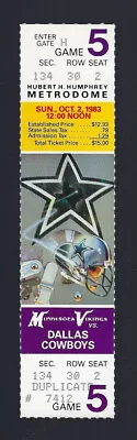Vintage 1983 Nfl Dallas Cowboys @ Minnesota Vikings Full Football Ticket • $17