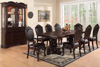 Dining Room Furniture Formal 9pc Dining Set W Leaf Arm Chairs Side Chairs Brown • $2549.99