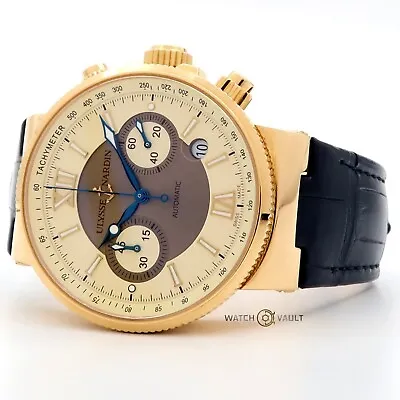 Ulysse Nardin Maxi Marine Chrono 18K Rose Gold Automatic Ivory/Grey Dial 356-66 • $13895