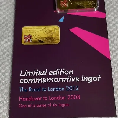 London 2012 Olympics 2008 Handover To London With COA 24k Gold Layered Ingot • £22.99