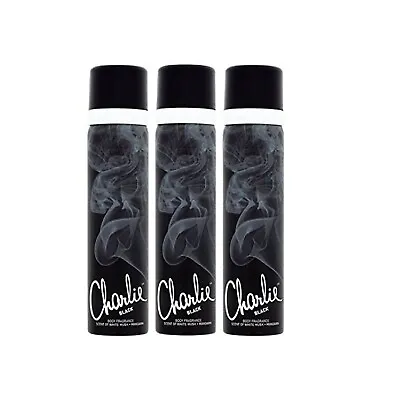 3 X Charlie Body Spray Black 75ml • £7.49