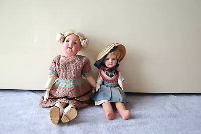 2 Old Bisque Head Dolls Recknagel 121 R 9/0 A+ Armand Marseille 390 A 7/0 M • $219.03