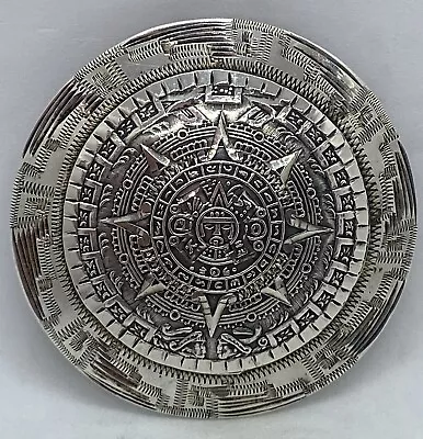 Mexico Sterling Silver / 925 Mayan Calendar 1 1/4'' Pin / Pendant • $53