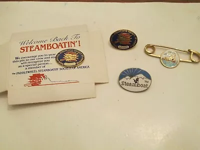 W25 Vintage Lot Of 4 Steamboat Pins Paddlewheel Steamboatin Society  • $9.95