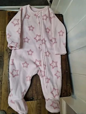 Baby Girls Pink Fleece Sleepsuit 0/3 Months • £3.99