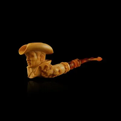 Cowboy And Horse Block Meerschaum Pipe Hand Carved Tobacco Pfeife + With Case • $232.47