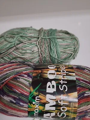 Mary Maxim BambooSoft Stripes Sock Yarn Lot Of (2) • $10