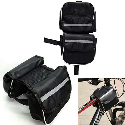 1 Bicycle Mountain Bike Cycling Sport Frame Pannier Front Tube Double Bag Pouch • $7.86
