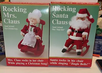 Holiday Time SANTA CLAUS MRS CLAUS Animated Musical Decor Lot 2 CHRISTMAS W/Box • $39.99