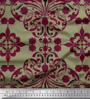 Soimoi Cotton Poplin Fabric Moroccan Damask Print Fabric By The-Foc • $9.78