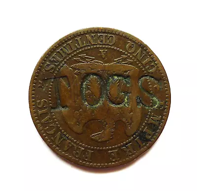 France 1853 Napoleon Iii 5 Centimes Stamped 'togs'. Advertising Piece? • £7.99