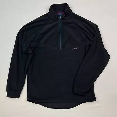 Vintage 90's Montbell Micro Fleece 1/4 Zip Jacket Mens Medium Black Long Sleeve  • $39.95