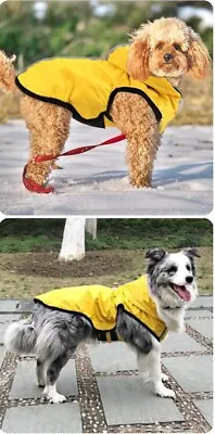 Waterproof Reflective Pet Dog Rain Coat Hoodies Jacket Puppy Vest Yellow Size S • £7