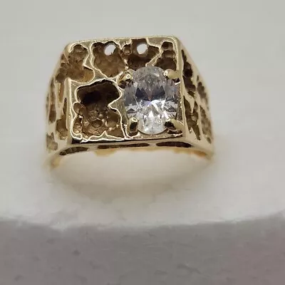 Men's 10kt Yellow Gold Cubic Zircon Ring • $450