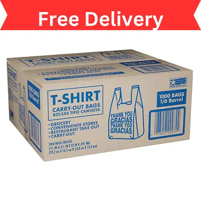 T-Shirt Thank You Plastic Grocery Store Shopping Carry Out Bag 1000ct Recyclable • $30.88
