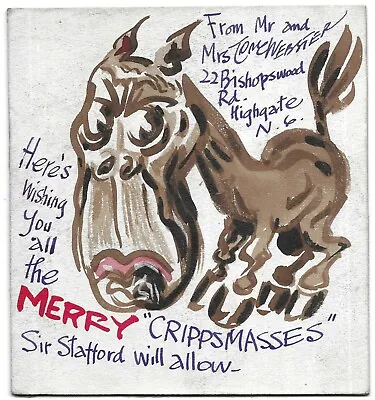 Original Tom Webster Artwork Drawing Christmas Card Sir Stafford Cripps Cartoon • £139.99