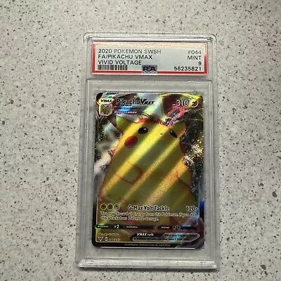 $25 • Buy 2020 Pokemon SWSH Vivid Voltage Pikachu VMAX Full Art Card 044/185 PSA 9 MINT