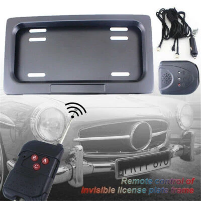 $46.99 • Buy 1 Set Electric Car License Plate Number Plate Frame Cover Black Remote Control