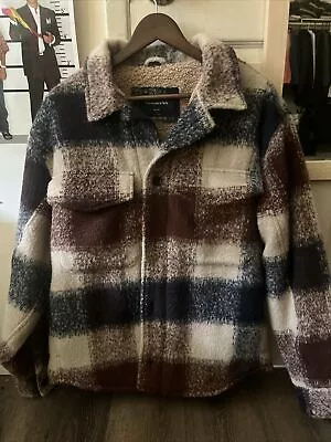 Abercrombie Sherpa Lined Flannel Jacket Size Large • $70