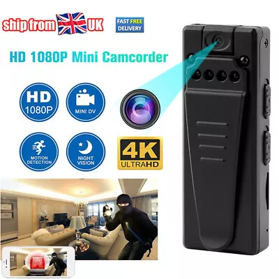 36 Hour 1080P HD Motion Camcorder Camera Mini Police Body Video DVR IR Night Cam • £15.99