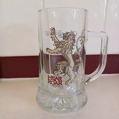 Game Of Thrones  HEAR ME ROAR  Lannister Glass Tankard Beer Stein Man Cave 500ml • £9.95