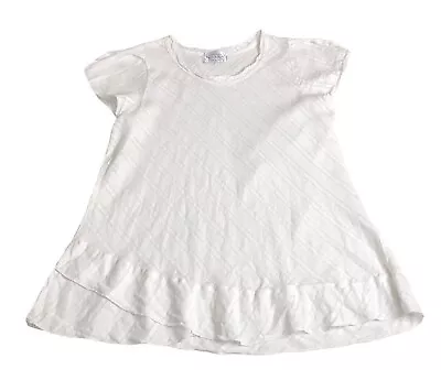 La Fixsun Top Womens Medium White Linen Tunic Asymmetrical Short Flutter Sleeve • $32.39