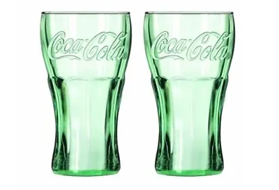 2 Brand New Coca Cola  Traditional Georgia Green 16oz Glasses Hardened • £9.99