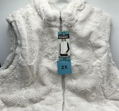Women's Size 2X Original Nicole Miller Reversible Quilted Faux Fur Vest • $32.26