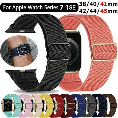 $9.99 • Buy For Apple Watch Series 7 6 5 4 IWatch SE 44 45mm Elastic Nylon Band Sport Strap
