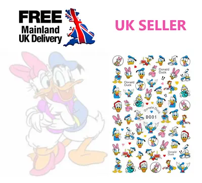 Nail Art Stickers Transfers Adhesive Donald & Daisy Cartoon Characters Nail Art • £2.09