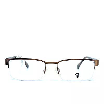 7 For All Mankind Eyeglasses Pismo Brown Half Rim Rectangular Frames 52[]17 140 • $33.23